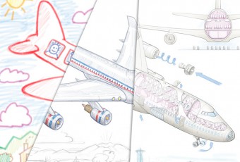 advertising illustration Boeing 747 cut-a-way