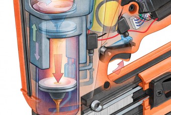 technical illustration nail gun detail